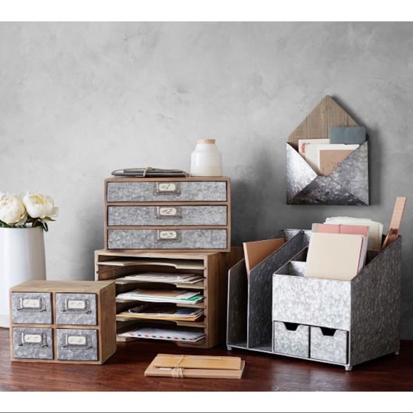 New Pottery Barn Brokers Galvanized Multi Desk Organizer, Desk Storage Accessory - Picture 3 of 3